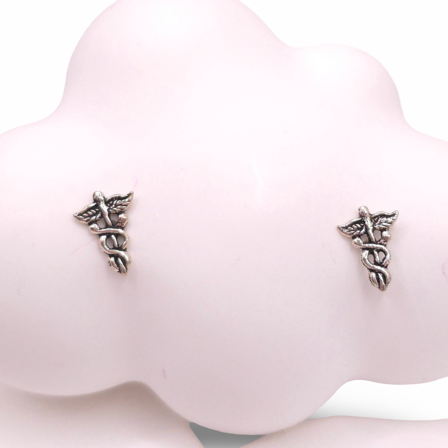 Pendientes mini caduceo(Símbolo de la Medicina)